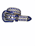 Luxe Premium Studded Rhinestone Belt 26 White/Royal