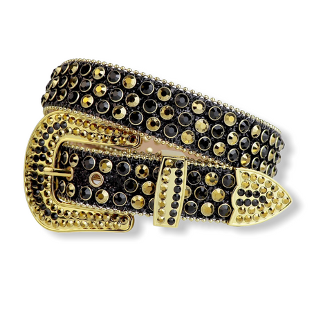LUXE INT. BELT BLACK W/GOLD GLITTER BELT 2